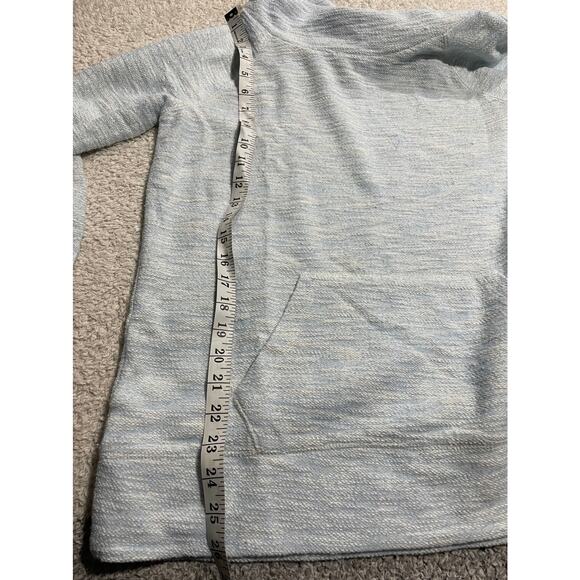 Lou & Grey Sweater Women's Large Cowl Neck Pullover Light Blue Kangaroo Pocket - Picture 3 of 11